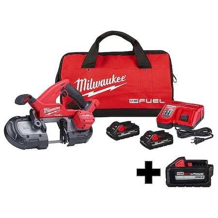 Milwaukee Tool M18 FUEL Compact Band Saw Kit + M18 HIGH OUTPUT XC6.0 Battery Pack 2829-22, 48-11-1865