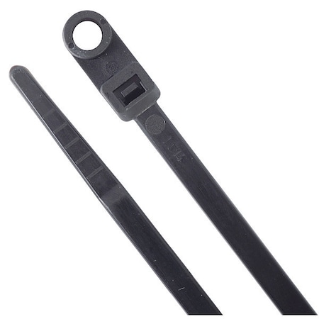 SECURITIE Cable Tie, Mounting, 8", 50 lb., Black, PK100 CTSM8-50100UVB