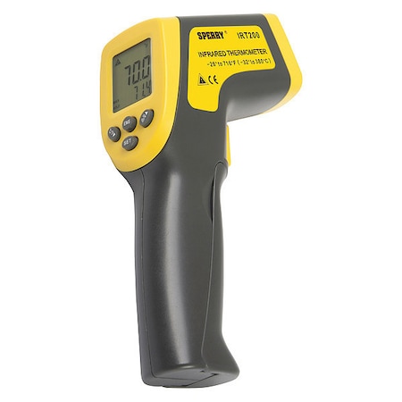 Sperry Instruments IRT200 Temperature Check Infrared Thermometer, Gun Style, Instant Reading, 12:1 Distance to Spot Ratio, Black & Yellow