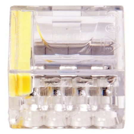 Gardner Bender Push-In Wire Connector, 12 AWG Max, 4 Port, Yellow, 10 PK 19-PC4