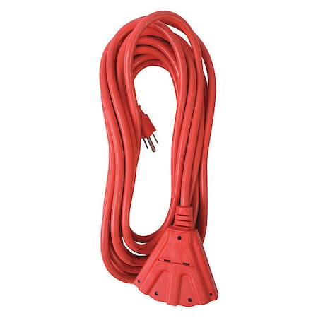 Bergen Industries SJTW Extension Cord, 14 AWG, Outdoor, 14/3, 3 Outlets, Orange, Vinyl, 25 ft OC251433T