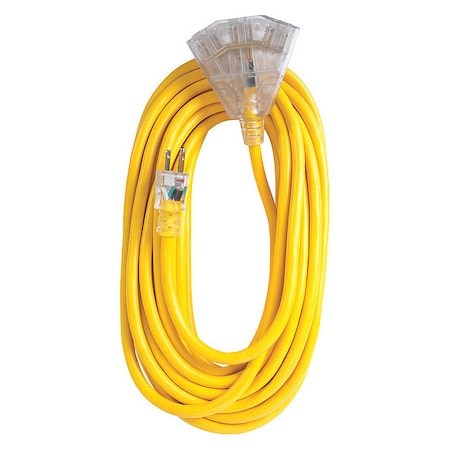 Bergen Industries SJTW Extension Cord, 12 AWG, Outdoor, 12/3, 3 Outlets, Yellow, Vinyl, 50 ft OC501233T