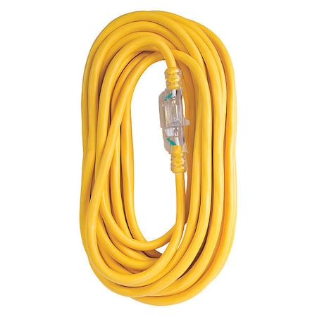 Bergen Industries SJTW Extension Cord, 12 AWG, Outdoor, 12/3, 1 Outlets, Yellow, Vinyl, 100 ft OC100123LT