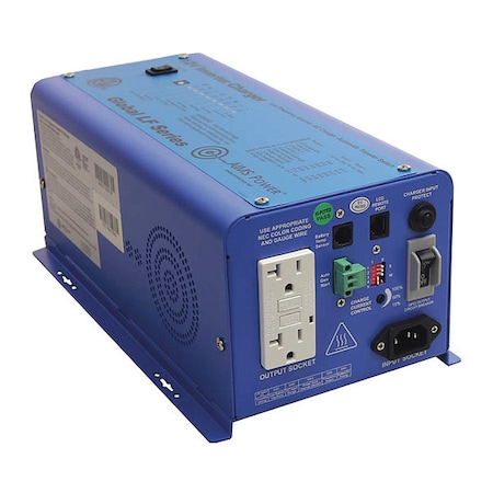 Aims Power Power Inverter and Battery Charger, Pure Sine, 1800 W Peak, 600 W Continuous, 2 Outlets PICOGLF6W12V120V