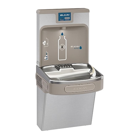 Elkay Drinking Fountain with Bottle Filler On-Wall Mount, 1 Levels, Silver, Indoor LZS8WSSP