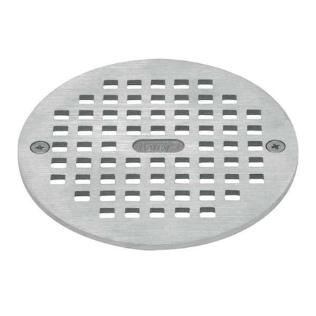 Oatey 5 1/4 in Dia, Brass, Nickel, Grate: Round, Grate 80050