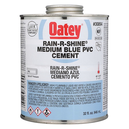 OATEY PVC Cement, Blue, 32 oz. 30894