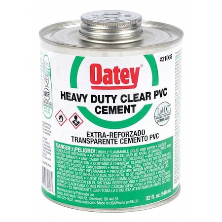 Oatey PVC Cement, Clear, Heavy Bodied, 32 oz. 31008