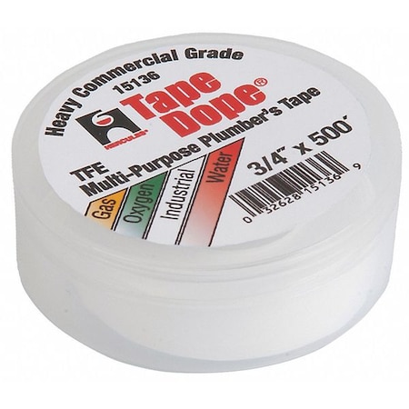 Hercules Pipe Thread Sealant Tape, 3/4in W, 500in L 15136