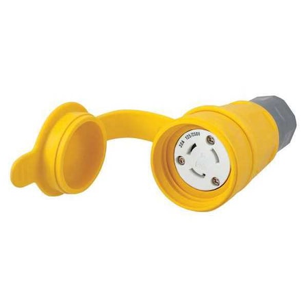 Hubbell Wiring Device-Kellems Watertight Locking Connector, Non-NEMA, 30 A, 125/250V AC, Single Phase, 3 Pole, Screw Terminals HBL29W08