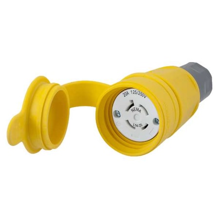 Hubbell Wiring Device-Kellems Watertight Locking Connector, L14-20R, 20 A, 125/250V AC, Single Phase, 3 Pole, Screw Terminals HBL27W74