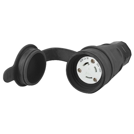 Hubbell Wiring Device-Kellems Watertight Locking Connector, L5-30R, 30 A, 125V AC, Single Phase, 2 Pole, Screw Terminals, Black HBL29W47BK