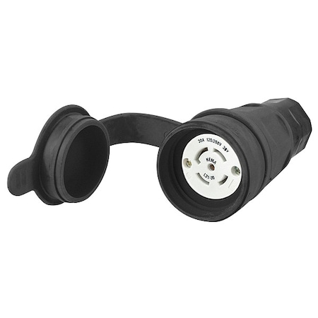 Hubbell Wiring Device-Kellems Watertight Locking Connector, L21-30R, 30 A, 120/208V AC, Three Phase, 4 Pole, Screw Terminals HBL29W81BK