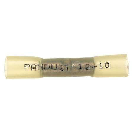 Panduit Butt Splice Wire Connector, 10 AWG Max, Yellow, Polyolefin Insulation, 600 V, 20 PK BSH10-E
