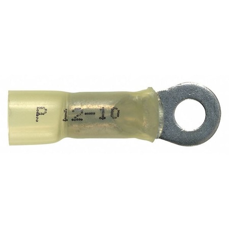 Panduit Ring Terminal, #10 Stud Size, 10 AWG, 600 V, Heat Shrink Insulated, Yellow, Crimp Termination Only PH10-10R-E