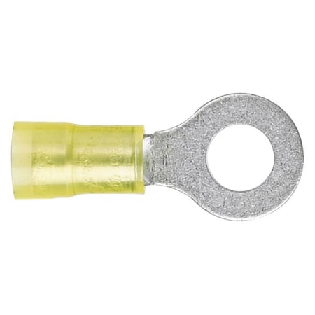 Panduit Ring Terminal, #8 Stud Size, 10 AWG, 600 V, Nylon Insulated, Yellow, Crimp Termination Only, 50 PK PN10-8R-L