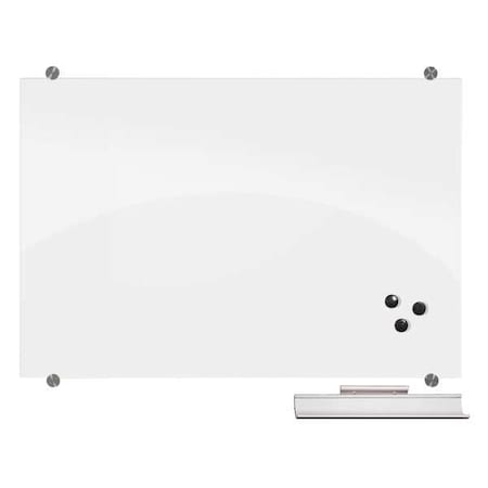 Mooreco Dry Erase Board, Glass, 24 in, 36 in, No Frame Frame, White, Gloss 83843