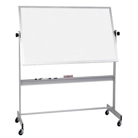 Mooreco Dry Erase Board, Porcelain, 48 in, 72 in, Aluminum Frame, White, Gloss 668AG-DD