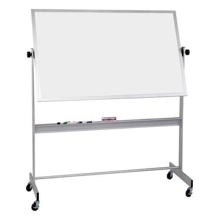 Mooreco Dry Erase Board, Plastic, 48 in, 72 in, Aluminum Frame, White, Gloss 668AG-HH
