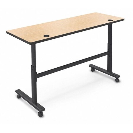 Mooreco Rectangle Training Table, 60" W, 60" L, 28.5" to 45" H, High Pressure Laminate Top, Fusion Maple 90316-7909-BK