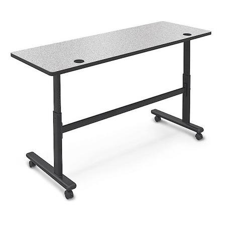 Mooreco Rectangle Training Table, 60" W, 60" L, 28.5" to 45" H, High Pressure Laminate Top, Gray Nebula 90316-4622-BK