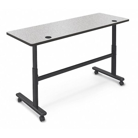 Mooreco Rectangle Training Table, 72" W, 72" L, 28.5" to 45" H, High Pressure Laminate Top, Gray Nebula 90317-4622-BK