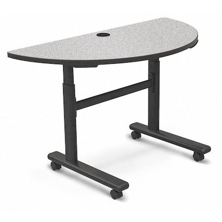 Mooreco Half Round Training Table, 48" W, 56" L, 28.5" to 45" H, High Pressure Laminate Top, Gray Nebula 90315-4622-BK