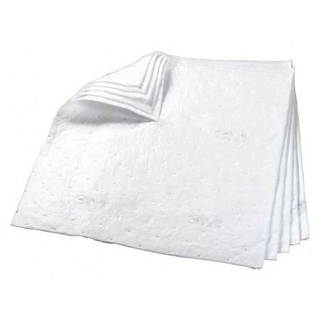 3M Sorbent Pad, 75 gal, 34 in x 38 in, Oil, White, 50 PK HP-157