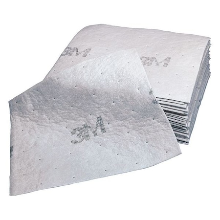 3M Sorbent Pad, 37 gal, 15 1/2 in x 20 1/2 in, Oil, Gray, Polyester, Polypropylene M-PD1520DD/M-A2002