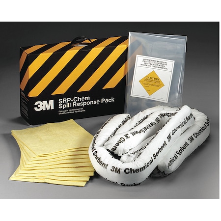 3M Spill Kit, 3 gal Volume Absorbed per Kit, 3.5 gal Capacity, Box, Black/Yellow, 15 SRP-CHEM