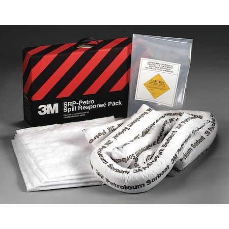 3M Spill Kit, 3 gal Volume Absorbed per Kit, 3.5 gal Capacity, Box, Black/Red, 10 SRP-PETRO