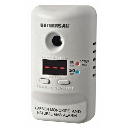 Universal Security Instruments Carbon Monoxide Alarm, 85 dB at 10 ft, Direct Plug-In 120V + 9 Volt Replaceable Battery Backup MCND401B
