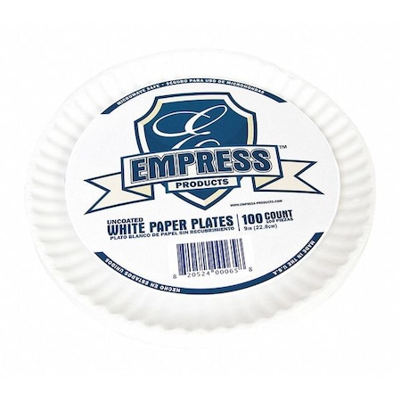 Zoro Select Paper, Plate, Round, 9", White, PK1000 E30400