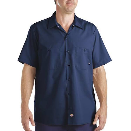 Dickies Men's Short Sleeve Industrial Work Shirt, Cotton/Polyester, Button, Navy, XL S535NV RG XL