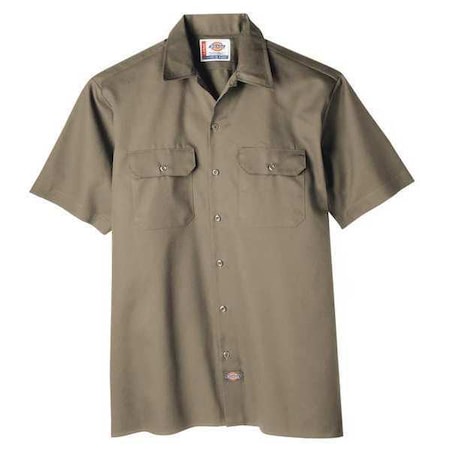 Dickies Men's Short Sleeve Work Shirt, Cotton/Polyester, Button, Tan, XL 2574KH RG XL