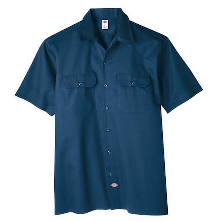 DICKIES Short Sleeve Work Shirt, Twill, Navy, S 2574NV RG S