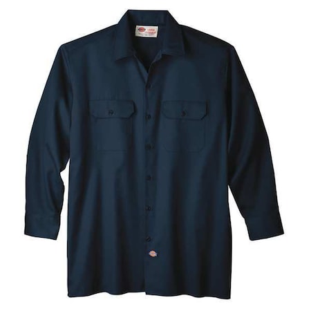 Dickies Men's Long Sleeve Work Shirt, Cotton/Polyester, Button, Navy, XL 5574NV TL XL
