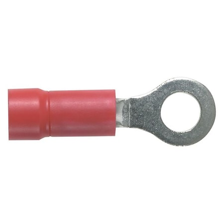 Panduit Ring Terminal, #8 Stud Size, 18 AWG, 600 V, Vinyl Insulated, Red, Crimp Termination Only, 100 PK PV18-8R-CY