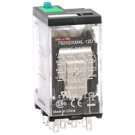 Schneider Electric Plug-In, General Purpose Relay, Square, 6 A, 14 Pins, Faston Connector 792XDXM4L-12D