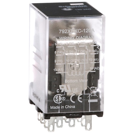 Schneider Electric Plug-In, General Purpose Relay, Square, 6 A, 14 Pins, Faston Connector 792XDXC-120A