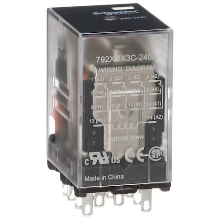 Schneider Electric Plug-In, General Purpose Relay, Square, 3 A, 14 Pins, Faston Connector 792XDX3C-240A