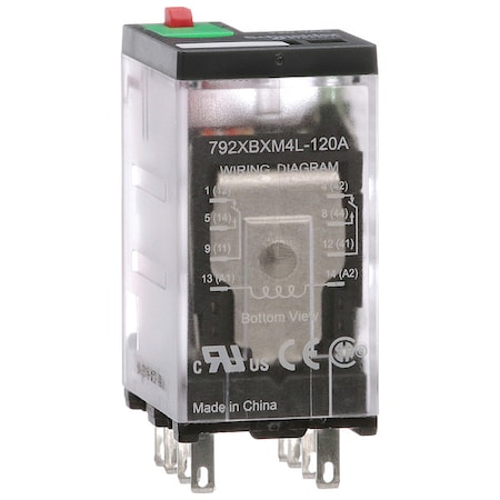 Schneider Electric Plug-In, General Purpose Relay, Square, 12 A, 8 Pins, Faston Connector 792XBXM4L-120A