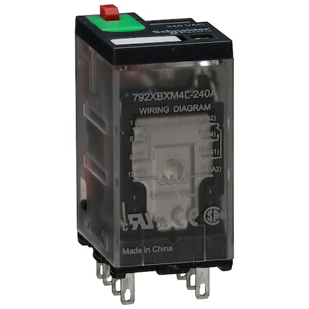 Schneider Electric Plug-In, General Purpose Relay, Square, 12 A, 8, Faston Connector 792XBXM4L-240A