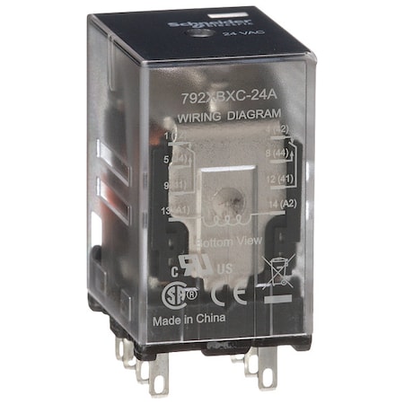 Schneider Electric Plug-In, General Purpose Relay, Square, 12 A, 8 Pins, Faston Connector 792XBXC-24A