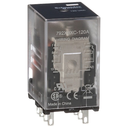Schneider Electric Plug-In, General Purpose Relay, Square, 12 A, 8 Pins, Faston Connector 792XBXC-120A