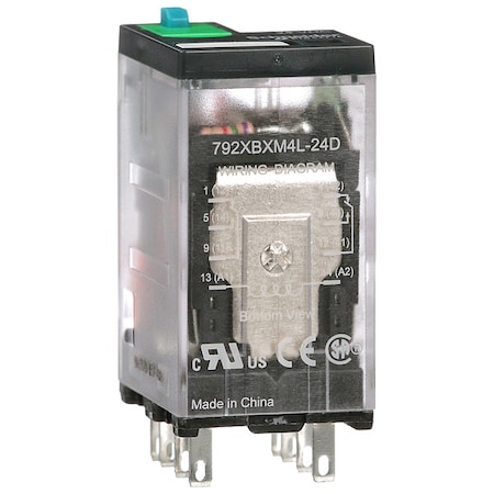 Schneider Electric Plug-In, General Purpose Relay, Square, 12 A, 8 Pins, Faston Connector 792XBXM4L-24D
