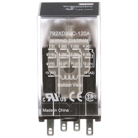 Schneider Electric Plug-In, General Purpose Relay, Square, 3 A, 14, Faston Connector 792XDX3C-120A