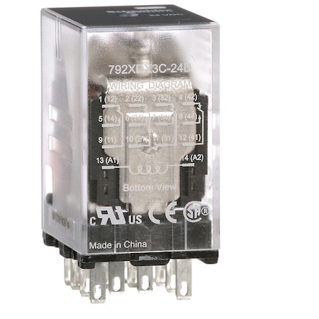Schneider Electric Plug-In, General Purpose Relay, Square, 3 A, 14 Pins, Faston Connector 792XDX3C-24D