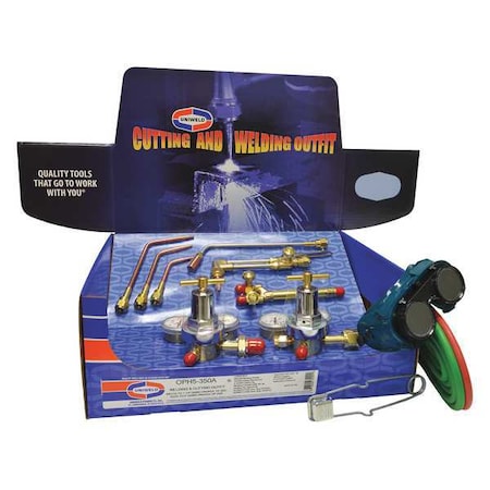 Uniweld Gas Welding Outfit, All Trades(R) Series, Acetylene, 9/16 in -18, B, CA350, -2, -4, 13-0 OPH5-350A