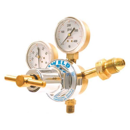 Uniweld Stage Regulator, Propane, Propylene, Single Stage, 0.880"-14 Inlet, 9/16"-18 Outlet, 2 to 40 psi RUH8212